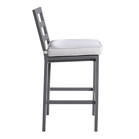 Outdoor Armless Aluminum Barstools With Cushion (Set of 2) - Pewter - Furniture Home Direct