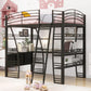 Loft Bed With 4 Layers Of Shelves And L-Shaped Desk, Stylish Metal Frame Bed With A Set Of Sockets, USB Ports And And Wireless Charging - Furniture Home Direct