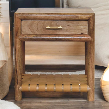 Regency - Woven Nightstand With Drawer - Light Brown - Furniture Home Direct