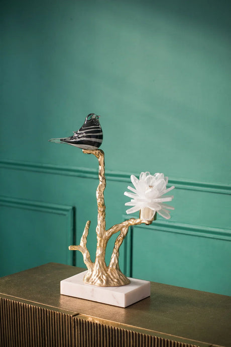 Aluminum Candle Holder With Marble Stand - Furniture Home Direct