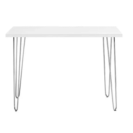 Mid-Century Modern Hairpin Leg Computer Desk - White - Furniture Home Direct