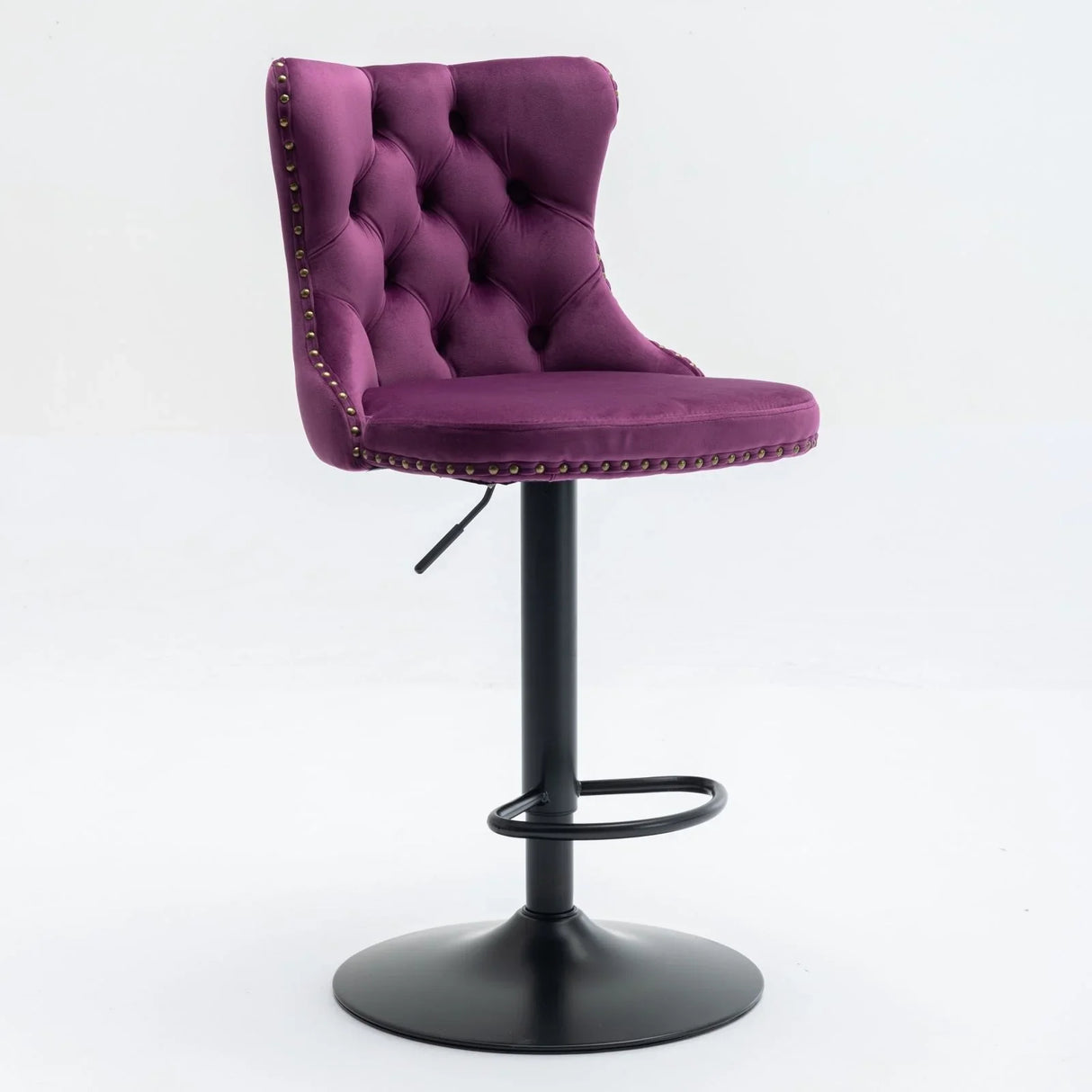 Swivel Velvet Barstools Adjusatble Seat Height, Modern Upholstered Bar Stools With Backs Comfortable Tufted For Home Pub And Kitchen Island (Set of 2) - Furniture Home Direct