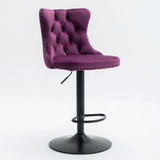 Swivel Velvet Barstools Adjusatble Seat Height, Modern Upholstered Bar Stools With Backs Comfortable Tufted For Home Pub And Kitchen Island (Set of 2) - Furniture Home Direct