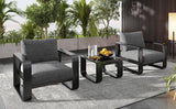3 Piece Aluminum Frame Patio Furniture With 6.7" Thick Cushion And Coffee Table, All Weather Use Olefin Fabric Outdoor Chair - Gray / Black - Furniture Home Direct