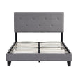 Full Size Upholstered Platform Bed Frame With Modern Button Tufted Linen Fabric Headboard, No Box Spring Needed, Wood Slat Support - Gray - Furniture Home Direct