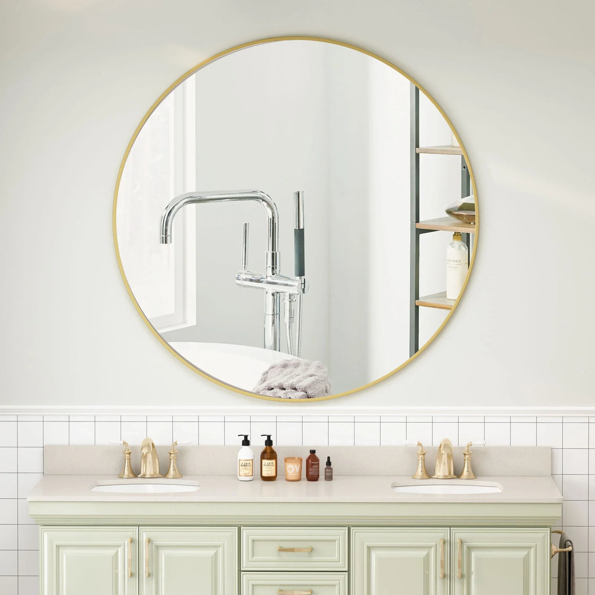 Wall Circular Mirror Metal Framed Mirror Round Vanity Mirror Dressing Mirror, For Bathroom, Living Room, Bedroom Wall Decor - Furniture Home Direct