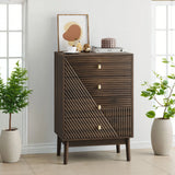 Modern 4 Drawer Dresser Chest For Living Room, Bedroom, Corridor Wooden Storage Cabinet - Walnut - Furniture Home Direct