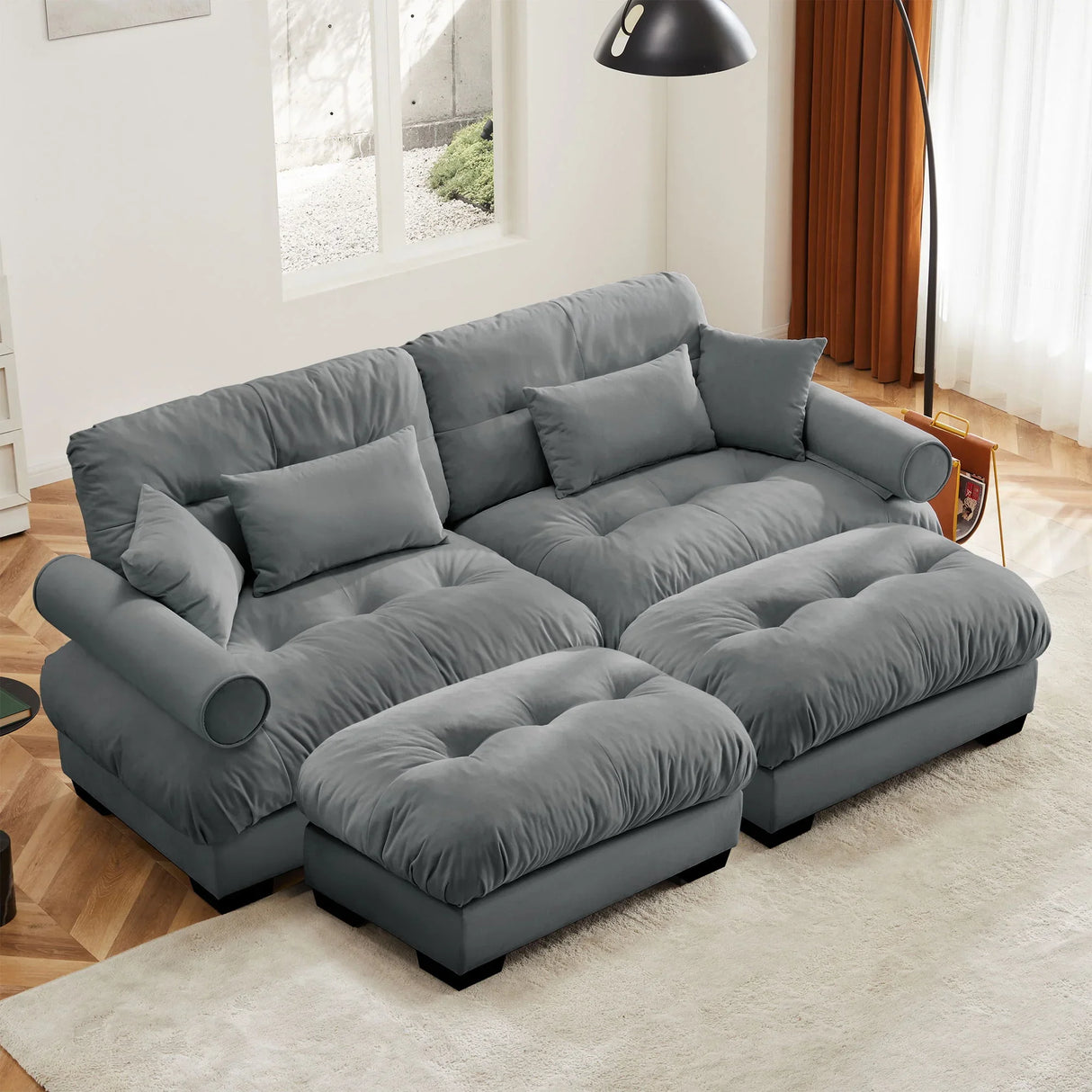 Super Comfort Oversized Modular Sectional Sofa With Movable Ottoman - Furniture Home Direct