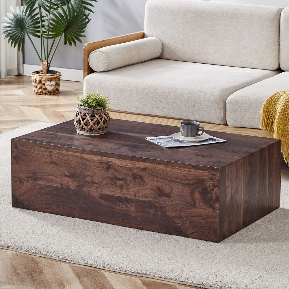 Modern Coffee Table With Light Wood Texture Pattern - Furniture Home Direct