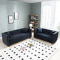 Contemporary Vertical Channel Tufted Velvet Sofa Loveseat Upholstered 2 Pieces Set With 4 Pillows - Furniture Home Direct