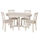 Modern Dining Table Set For 4, Round Table And 4 Kitchen Room Chairs, 5 Piece Kitchen Table Set For Dining Room, Dinette, Breakfast Nook - Furniture Home Direct