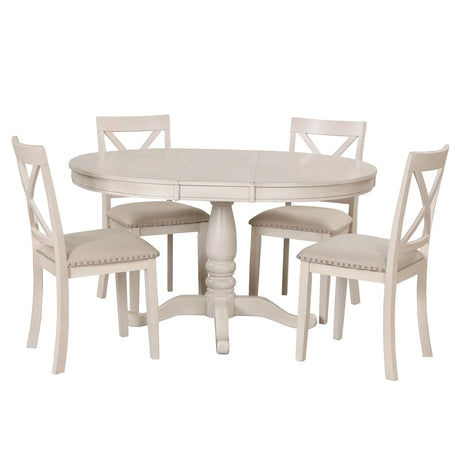 Modern Dining Table Set For 4, Round Table And 4 Kitchen Room Chairs, 5 Piece Kitchen Table Set For Dining Room, Dinette, Breakfast Nook - Furniture Home Direct