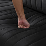Black Velvet 2 Piece Living Room Set with Metal Legs and pillows - Black - Furniture Home Direct