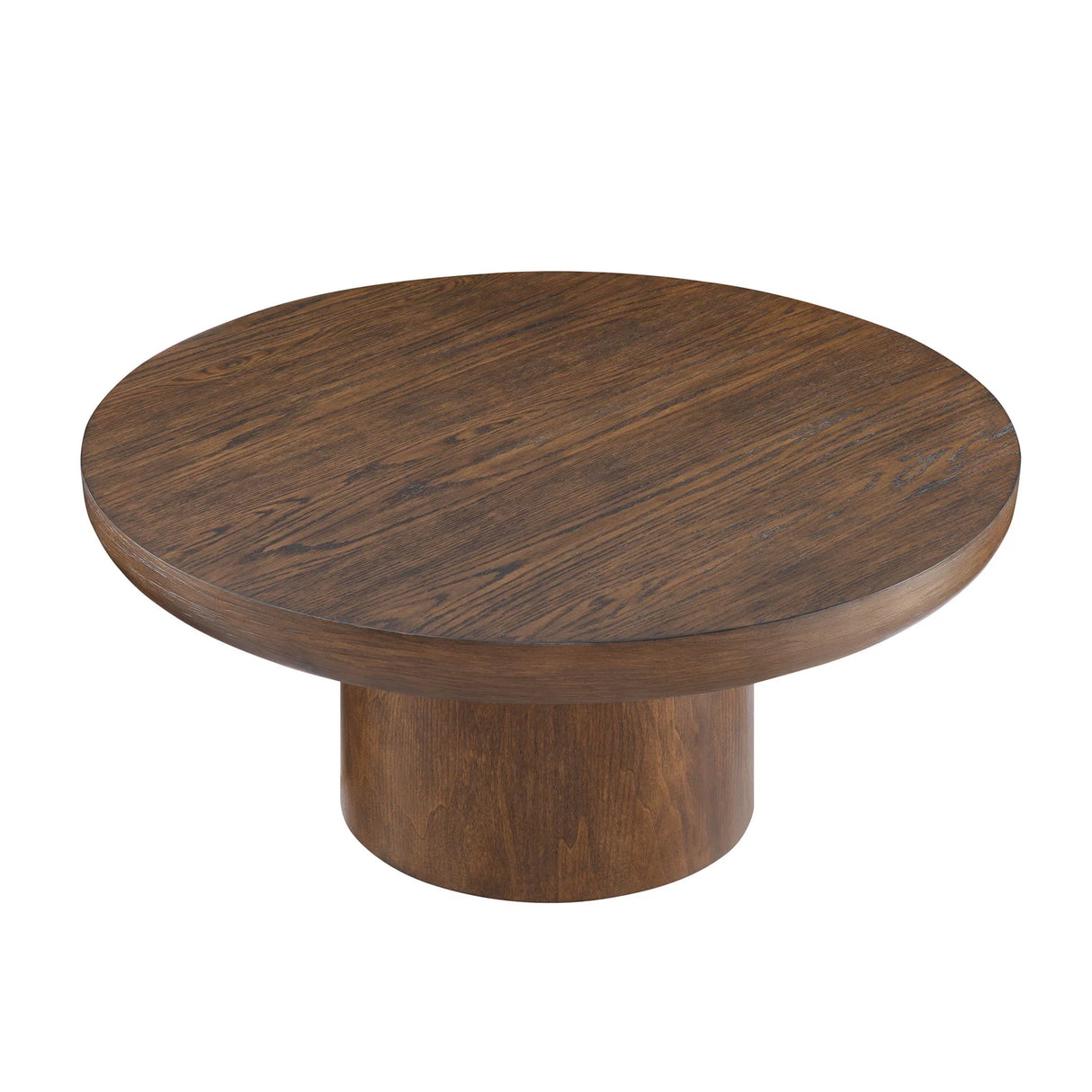 Round Coffee Table With Cylindrical Leg Dark Brown - Furniture Home Direct