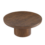 Round Coffee Table With Cylindrical Leg Dark Brown - Furniture Home Direct