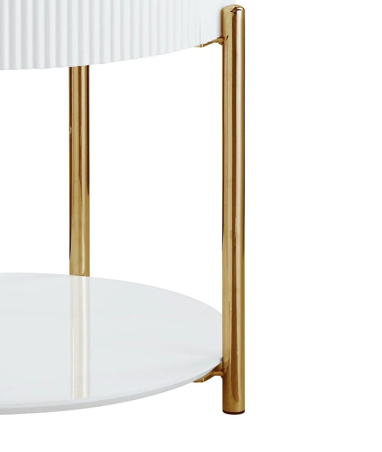 Daveigh - High Gloss End Table - Gold / White - Furniture Home Direct