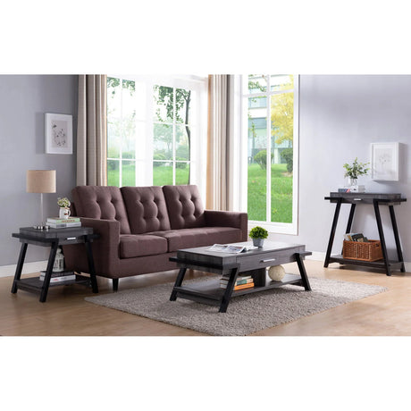 Home End Table With Drawer, Side Table With Storage Shelf - Distressed Gray / Black - Furniture Home Direct