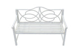 Outdoor Garden Patio Bench With Backrest And Armrest, Slatted Seat For Park, Yard & Porch, Balcony, Accommodates 2 - 3 People - White - Furniture Home Direct