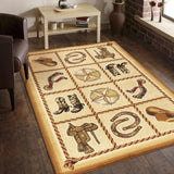 Tribes - 5'3" X 7'3" Southwest Area Rug - Beige - Furniture Home Direct