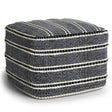 Corrie - Square Woven Outdoor / Indoor Pouf - Navy / White - Furniture Home Direct