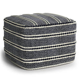 Corrie - Square Woven Outdoor / Indoor Pouf - Navy / White - Furniture Home Direct