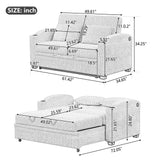 Pull Out Loveseat Sofa With Adjsutable Backrest, 2 Pillows, Cup Holders, USB Ports For Living Room - Furniture Home Direct