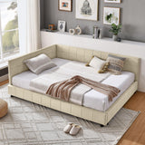 Mid-Century Storage Upholstered Tufted Bed Frame With Backrest And Armrests - Furniture Home Direct