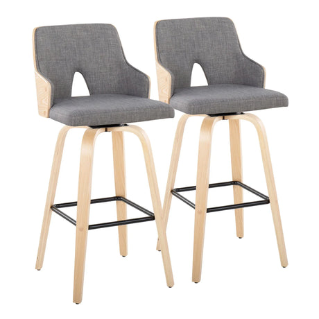 Stella - Contemporary Fixed Height Barstool With Swivel Square Footrest (Set of 2) - Furniture Home Direct