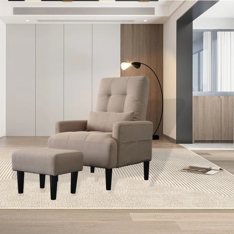 Living Room Sofa Single Chair And Ottoman, Modern Multi-Function Fabric Living Room Sofa Lounge Chair Bed And Stool. Soft Leisure Single Chair Adjustable Into 5 Angles With Sofa Bed - Furniture Home Direct