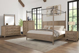 Queen Canopy Bedroom Set With A 2 Drawer Nightstand A Modern Dresser With Poster Mirror And A Door Chest - Sand - Furniture Home Direct