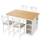 Solid Wood Farmhouse Counter Height Dining Table Set With 3 Tier Storage Shelves - Furniture Home Direct