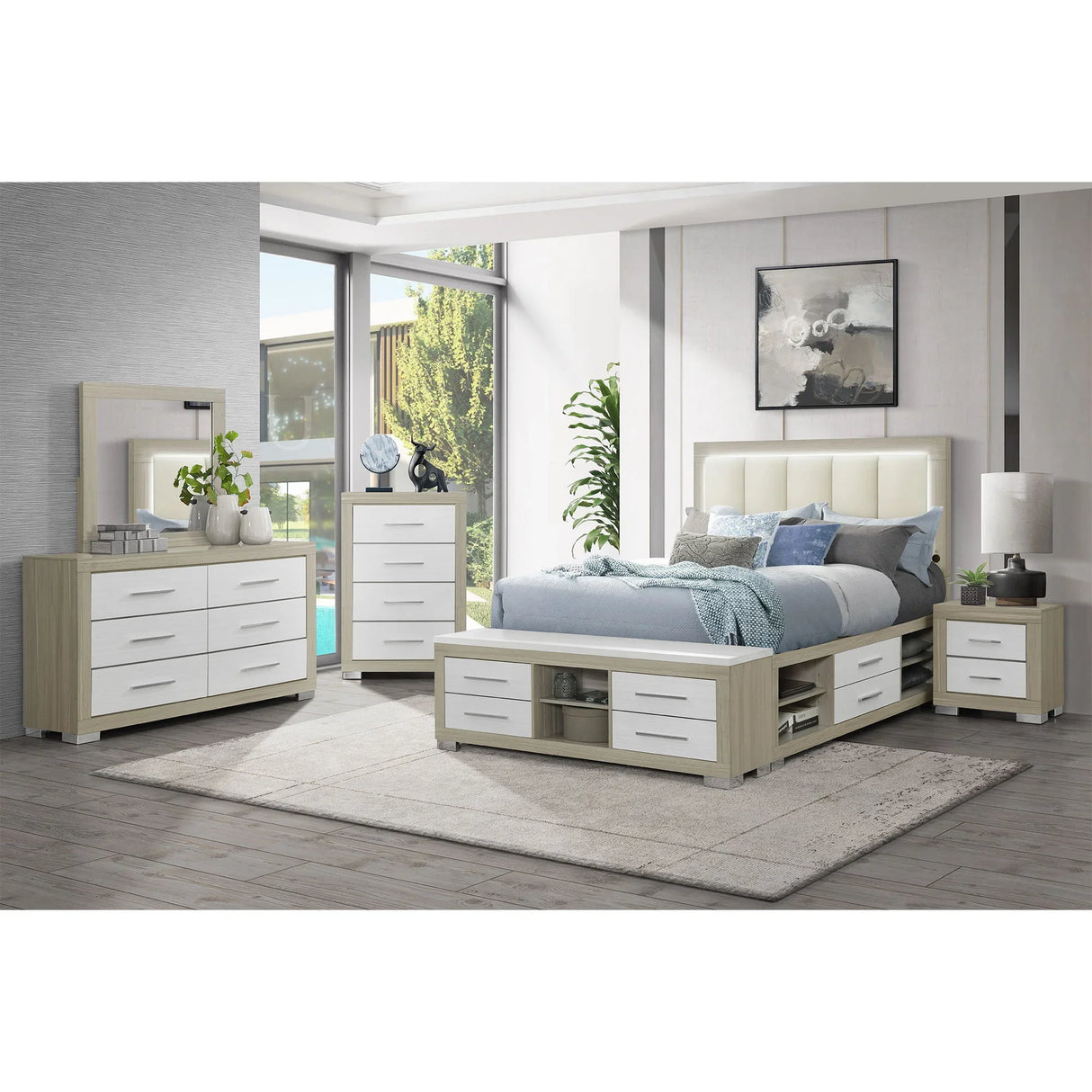 Elsa - 2 Toned And Dresser With Bar Handle And Construction - Furniture Home Direct
