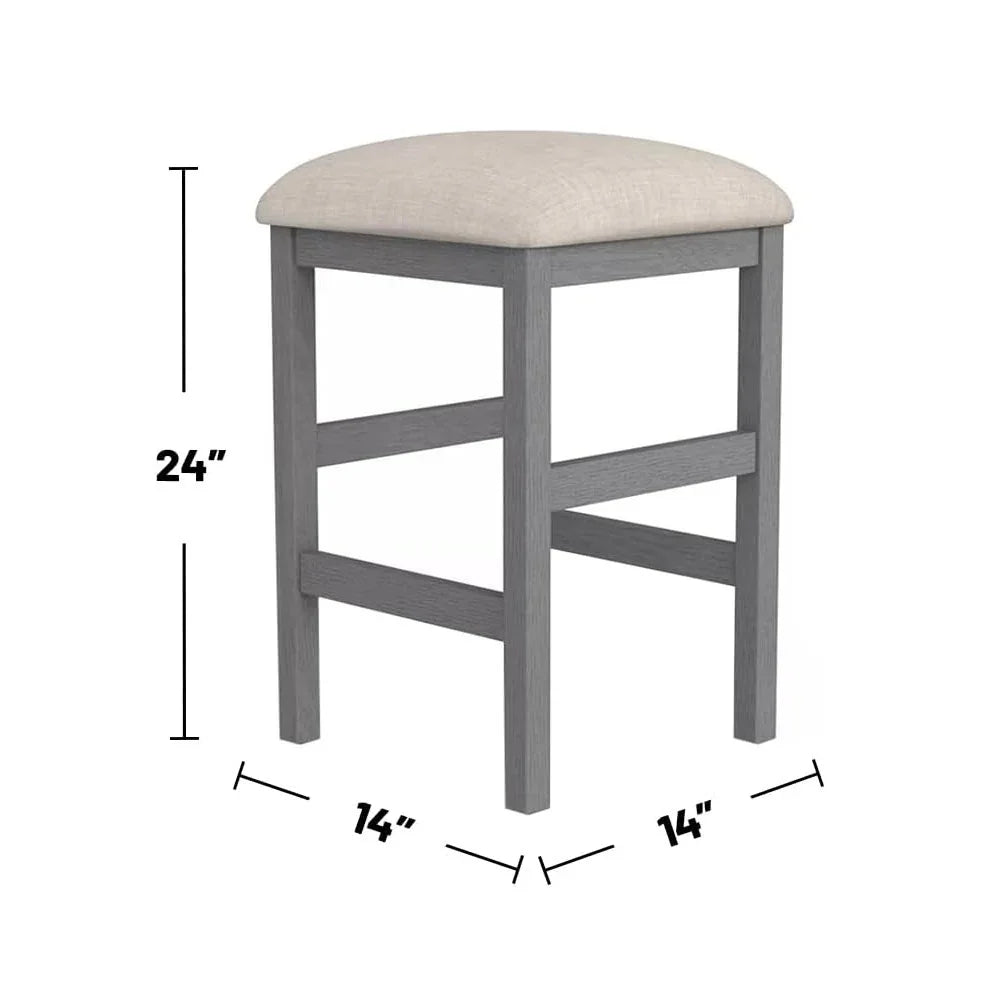 Counter Height Dining Island Set With Storage Stools Beige - Furniture Home Direct
