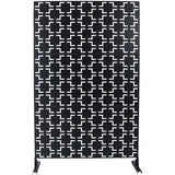 Outdoor / Indoor Privacy Screen Metal Privacy Screen, Freestanding Decorative Privacy Screen For Deck Balcony Patio - Black - Furniture Home Direct