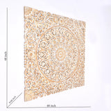 Floral Hand Carved Mandala Square Wall Decor With Spiritual Symbolism - Gold / White - Furniture Home Direct