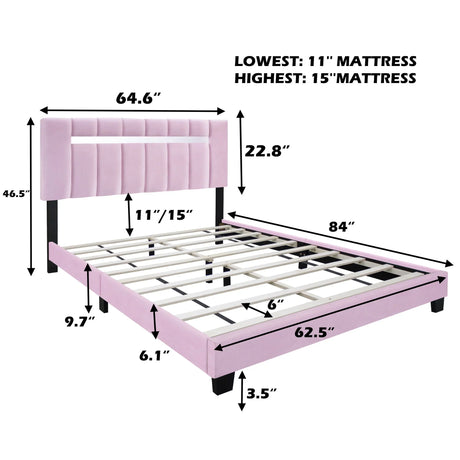 Queen Size Adjustable Upholstered Bed Frame Dark Velvet Collection Comfort And Simplicity - Furniture Home Direct