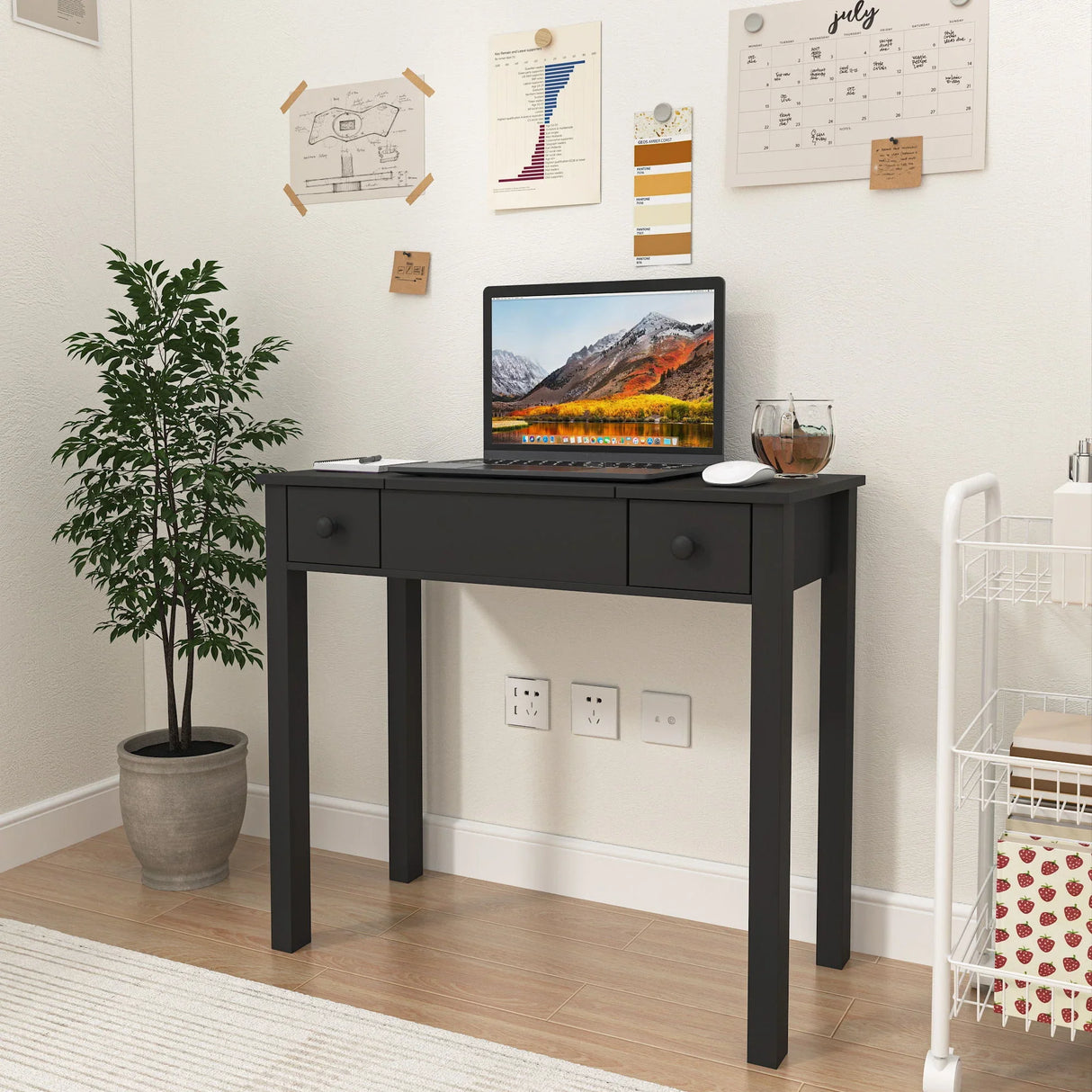 Vanity Table With LED Lights, Flip-Top Mirror And 2 Drawers, Jewelry Storage - Furniture Home Direct