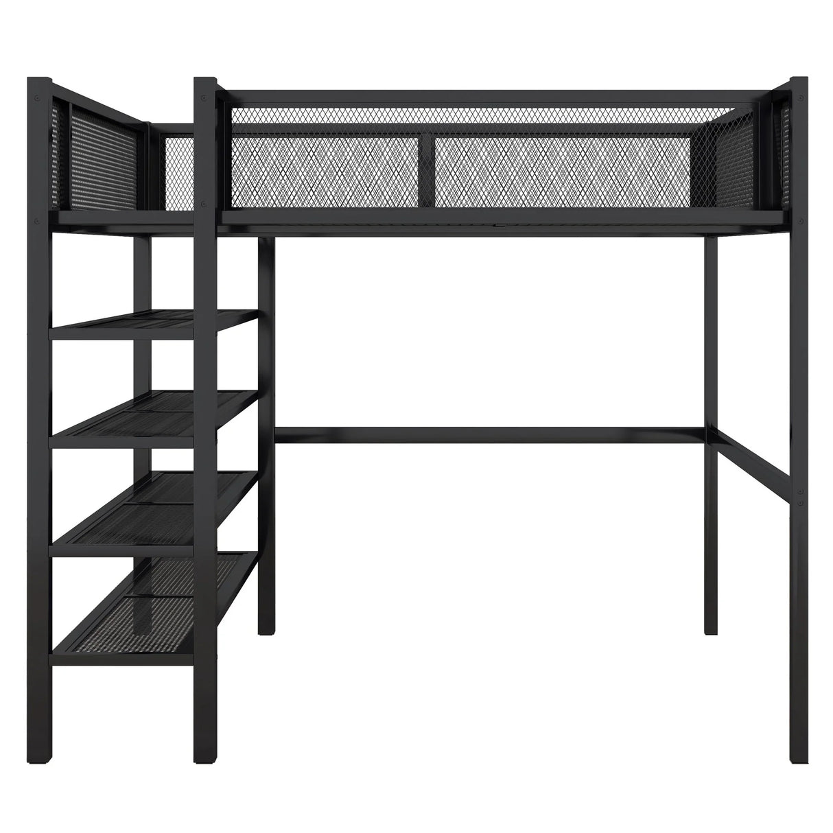Loft Bed With 4 Tier Shelves And Storage - Furniture Home Direct