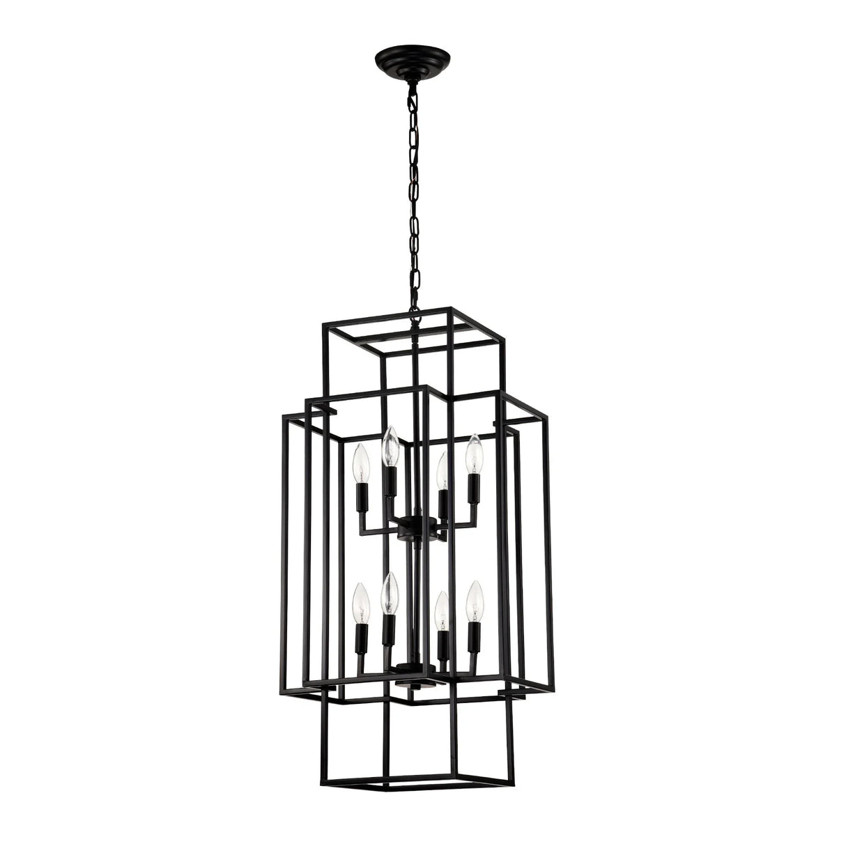 8 Light Lantern Chandelier Lighting, Entryway Chandeliers For High Ceilings, Chandeliers For Dining Room, Foyer, Entry, Staircase, Hallway, Height Adjustable (E12 Bulbs Not Included) - Furniture Home Direct
