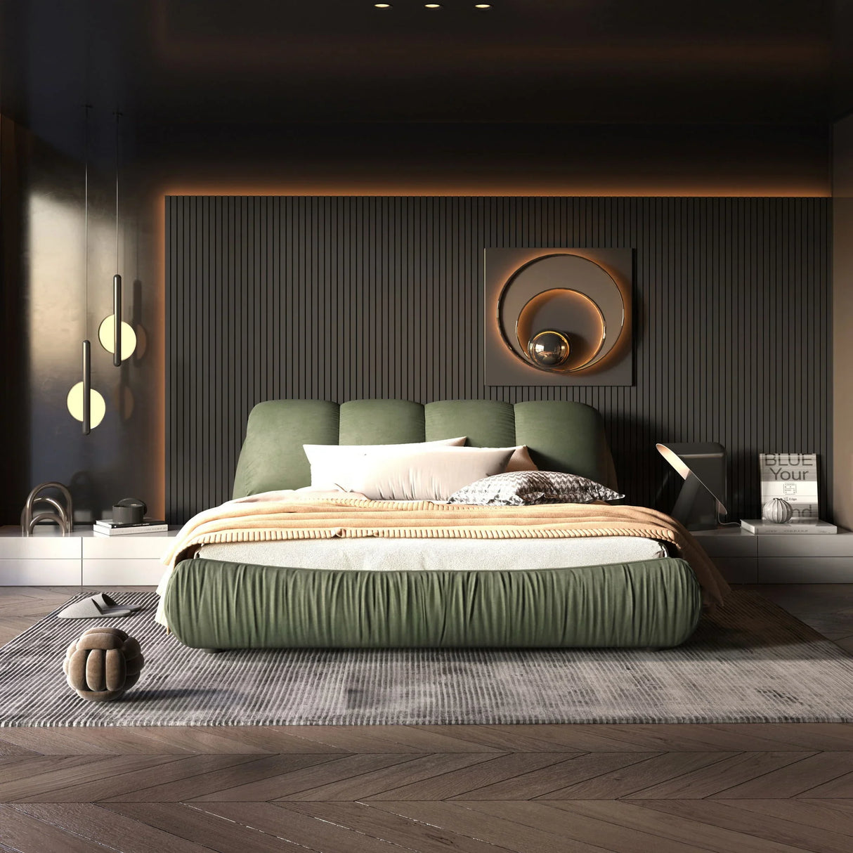 Luxury Upholstered Platform Bed With Oversized Padded Backrest And Solid Wood Frame - Furniture Home Direct