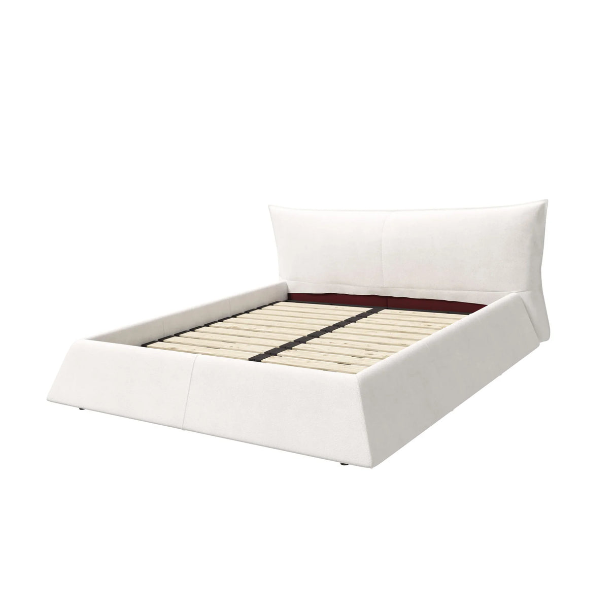 Upholstered Platform Bed With Special Shaped Velvet Headboard - Furniture Home Direct
