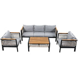 4 Pieces Outdoor Sectional Sofa Set 5 Person Patio Seating Group Outdoor Conversation Set With Cushions And A Coffee Table For Patios - Furniture Home Direct