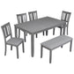 6 Pieces Kitchen Dining Set, Rectangular Wooden Dining Table With 4 Upholstered Chairs And A Bench - Furniture Home Direct