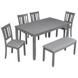 6 Pieces Kitchen Dining Set, Rectangular Wooden Dining Table With 4 Upholstered Chairs And A Bench - Furniture Home Direct