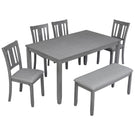 6 Pieces Kitchen Dining Set, Rectangular Wooden Dining Table With 4 Upholstered Chairs And A Bench - Furniture Home Direct