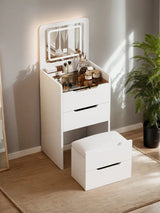 Vanity Desk with Flip Top Mirror and Drawers White - Furniture Home Direct