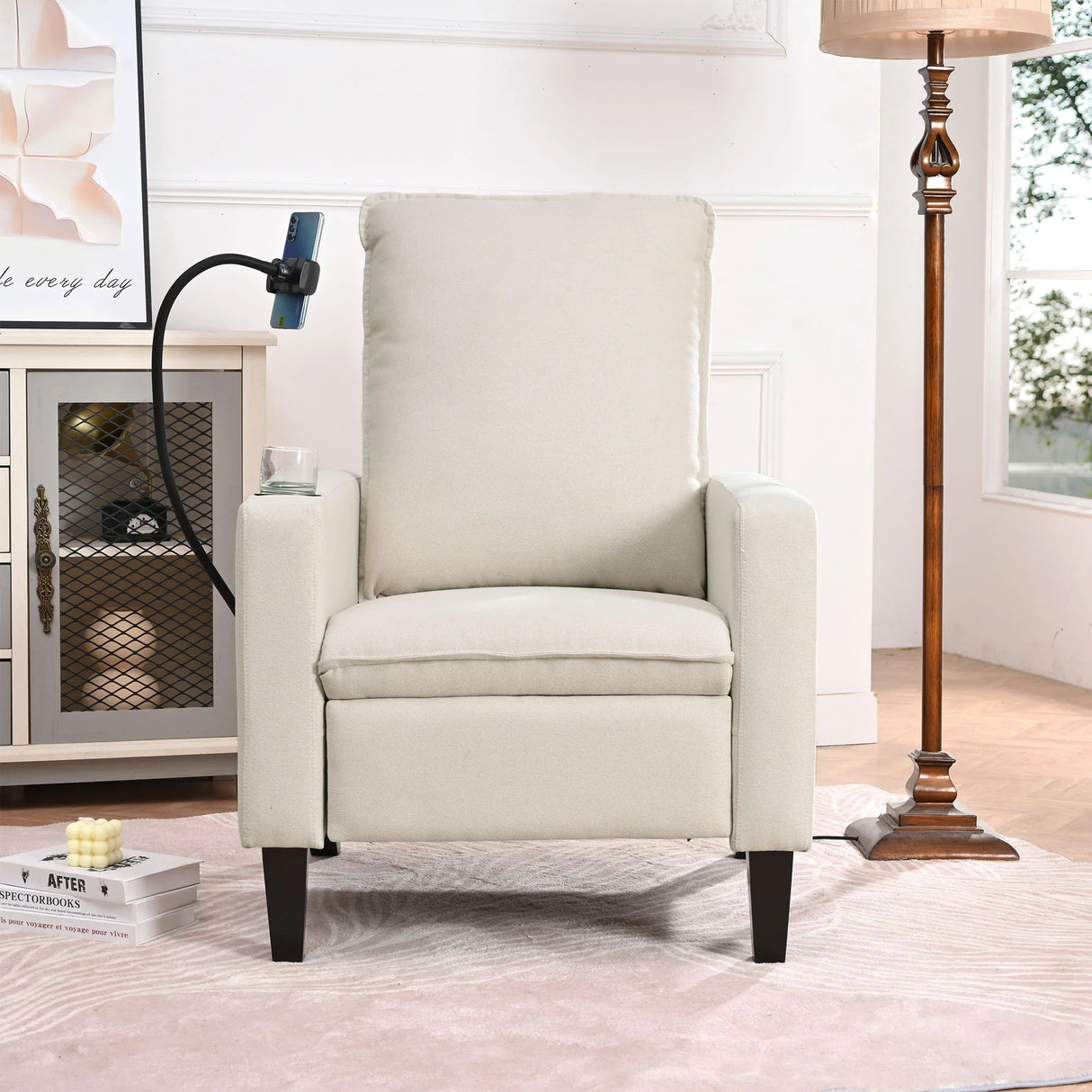 Recliner Chairs For Adults, Adjustable Recliner Sofa With Mobile Phone Holder & Cup Holder, Modern Reclining Chairs Fabric Push Back Recliner Chairs For Living Room, Bedroom - Furniture Home Direct