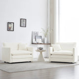 Accent Chair Set of 2 with Toss Pillows, White - Furniture Home Direct