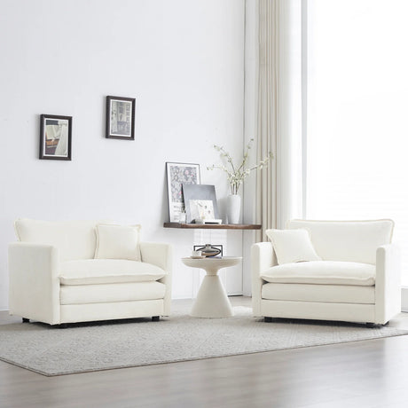 Accent Chair Set of 2 with Toss Pillows, White - Furniture Home Direct