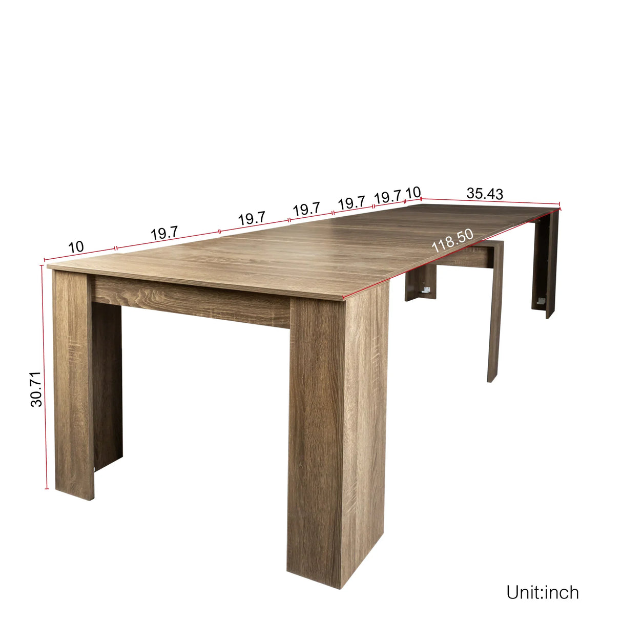 Outdoor Extendable Dining Table Wooden Rustic Brown - Furniture Home Direct